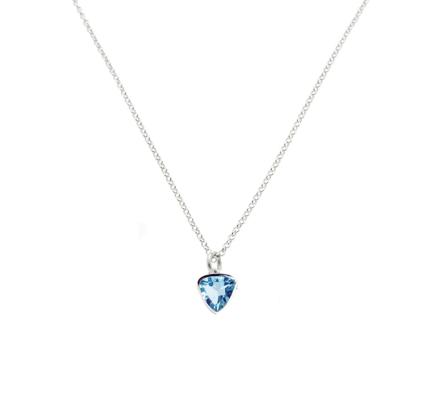 Blue Topaz Sterling Silver Trillion Necklace