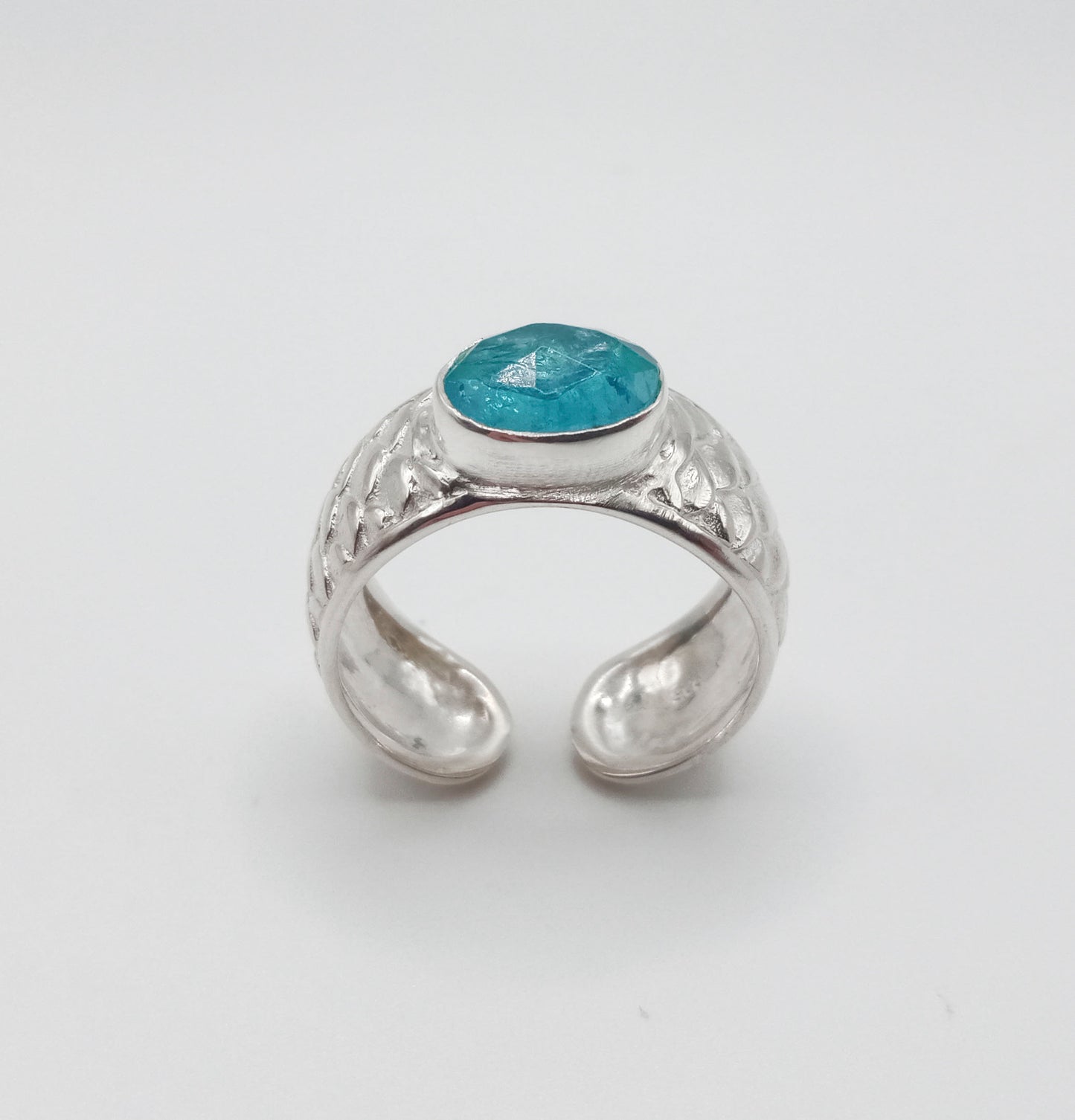 Siren Silver Chunky Green Apatite Ring