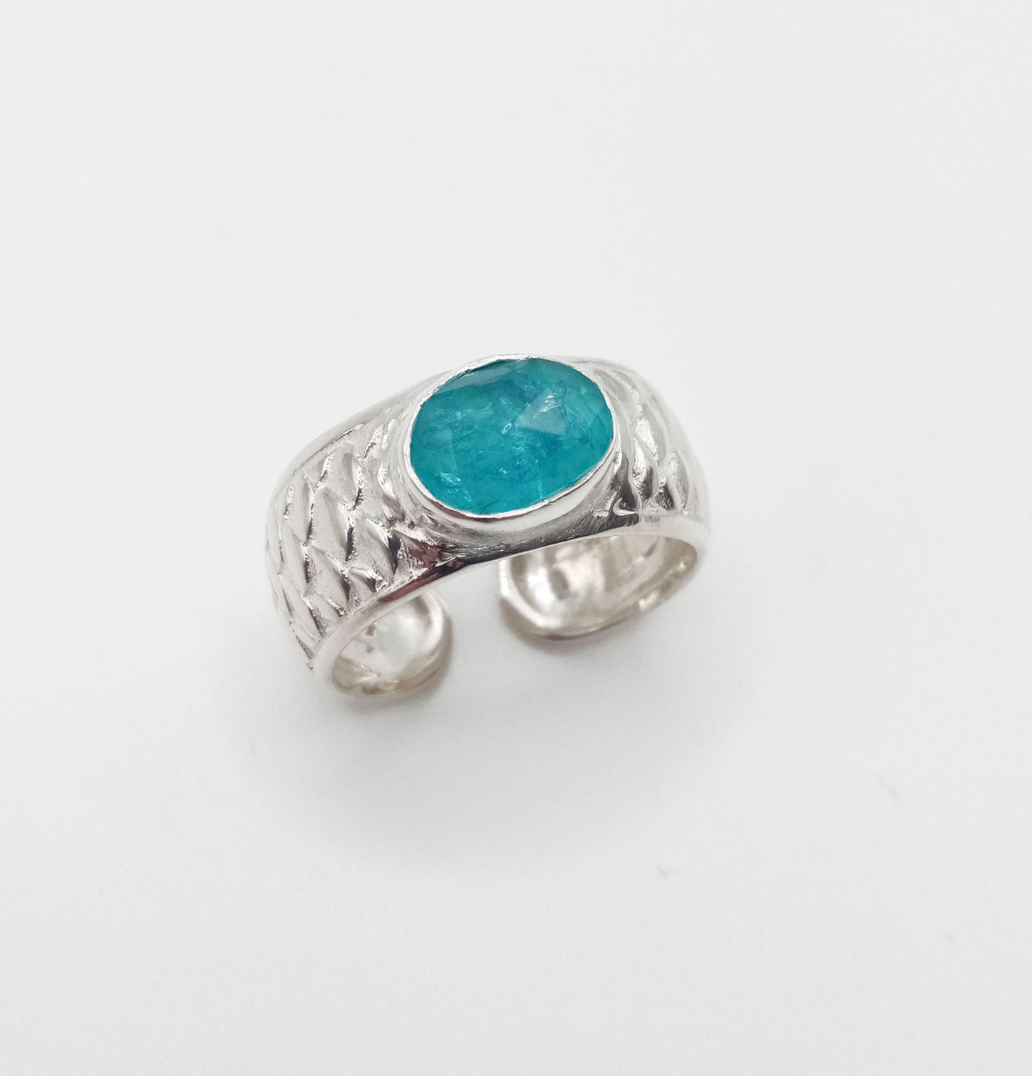 Siren Silver Chunky Green Apatite Ring