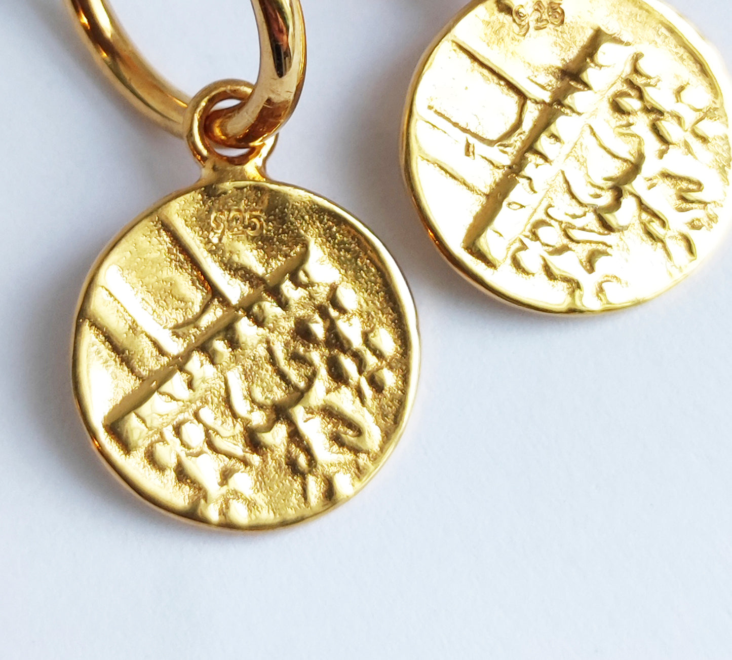 Gold Coin Hoop Earrings