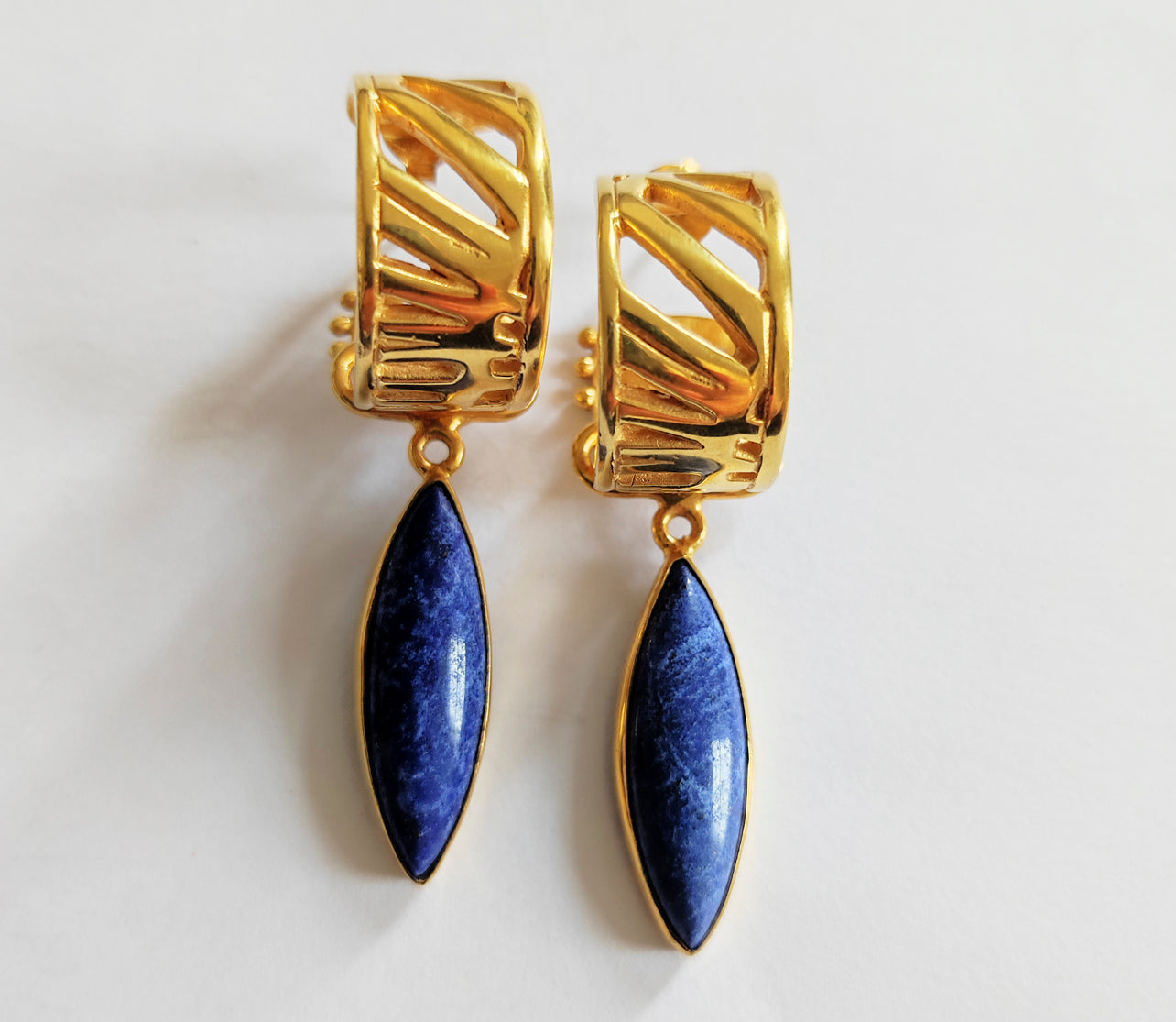 Lapis Lazuli Geometric Hoop Earrings