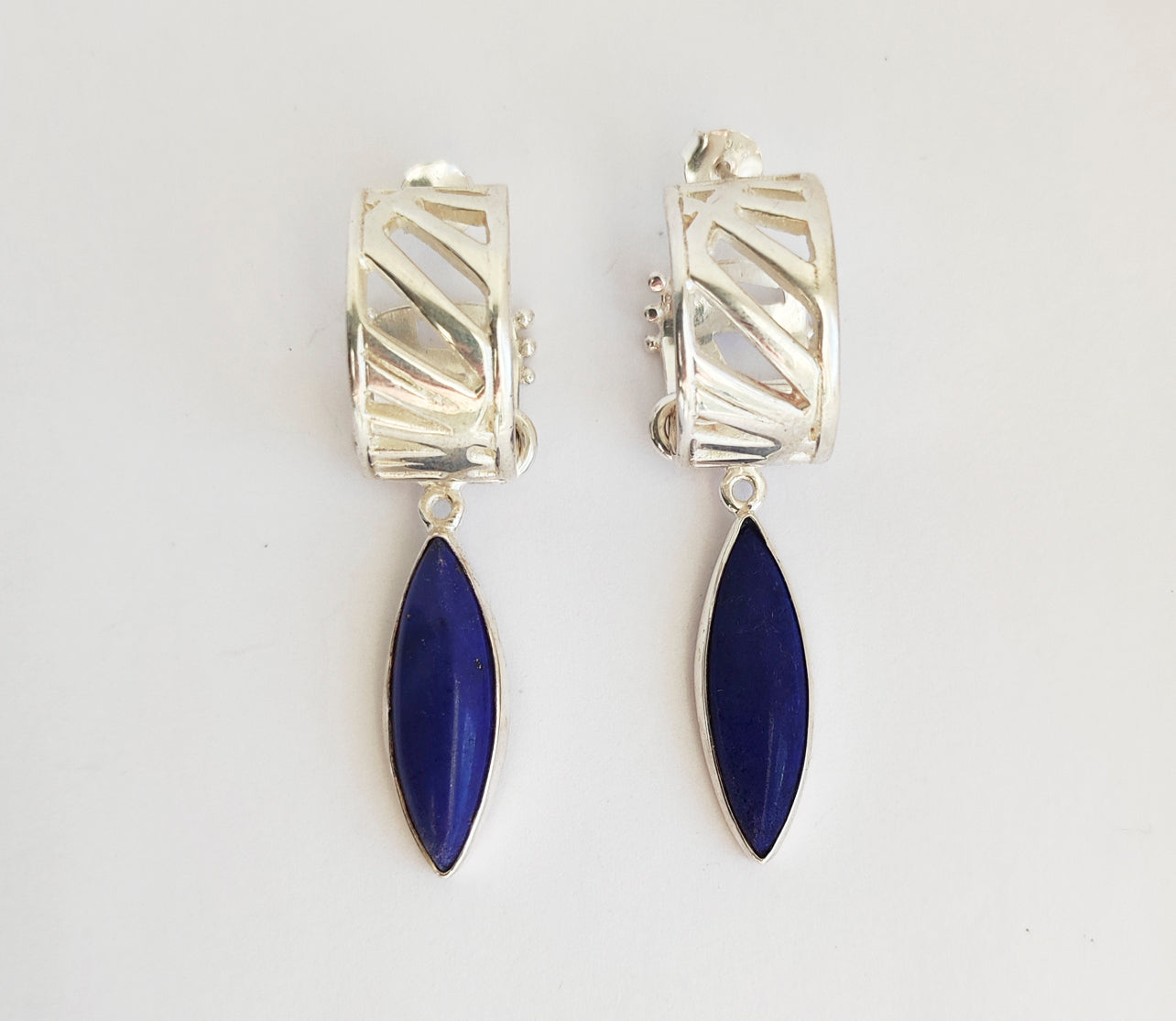 Lapis Lazuli Geometric Hoop Earrings