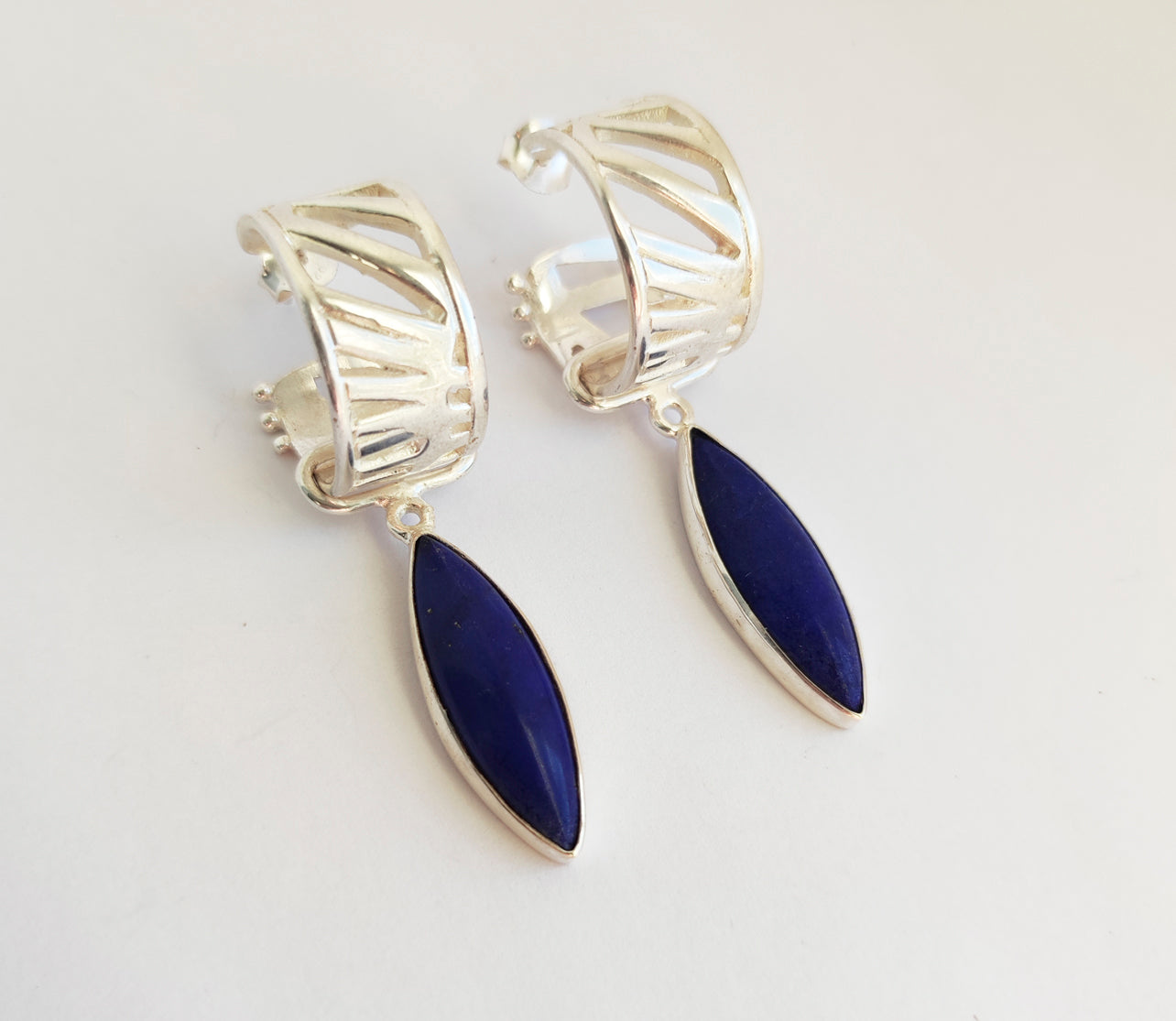 Lapis Lazuli Geometric Hoop Earrings