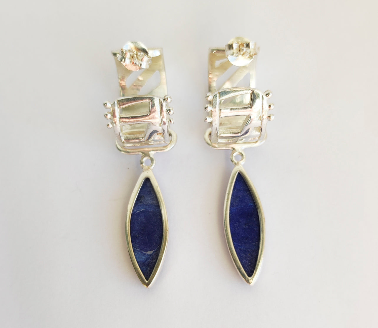 Lapis Lazuli Geometric Hoop Earrings