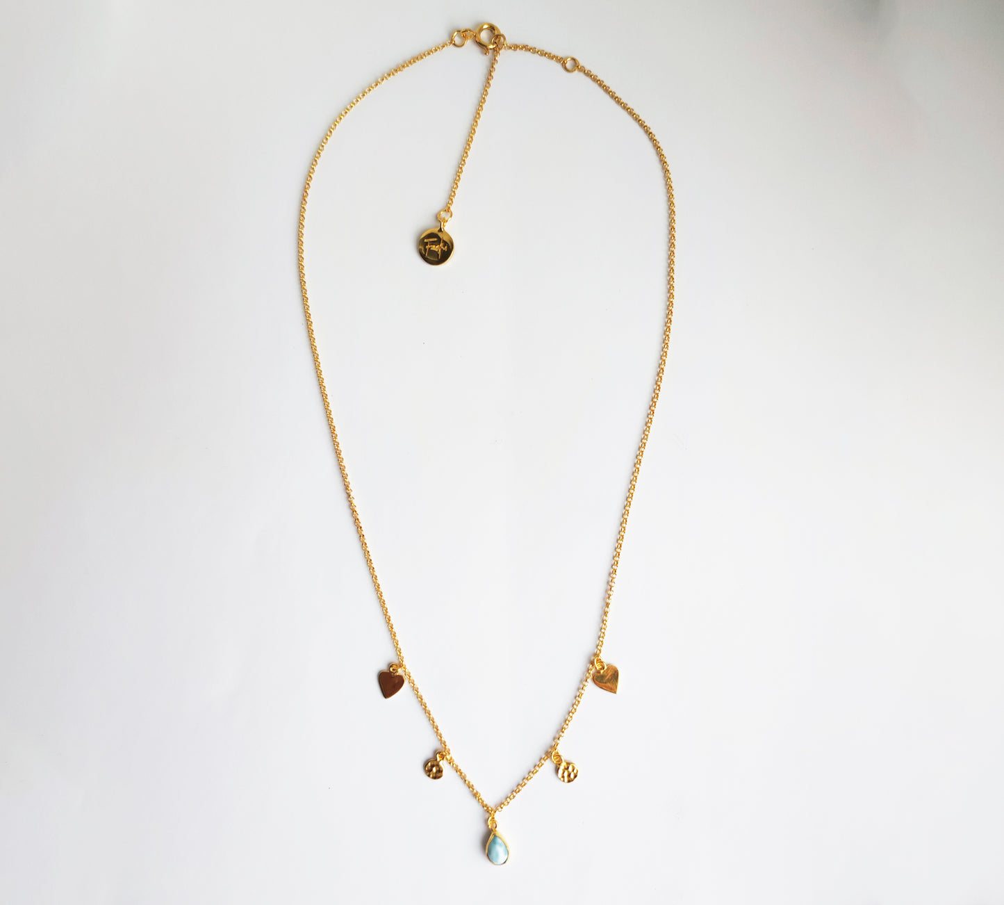 Blue Crystal Dainty Gold Layering Necklace