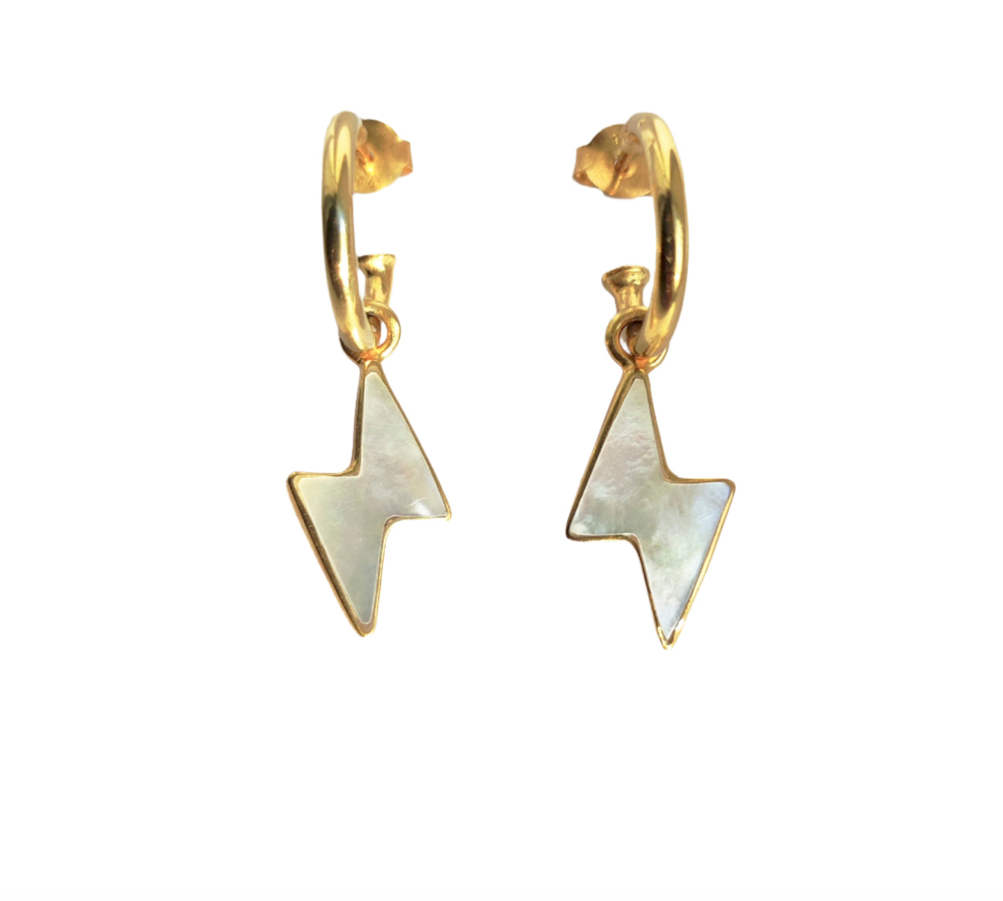 Lightning Bolt Mother of Pearl Hoop Earrings