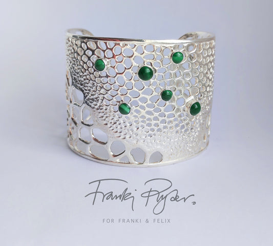 Malachite Silver Cuff Bracelet