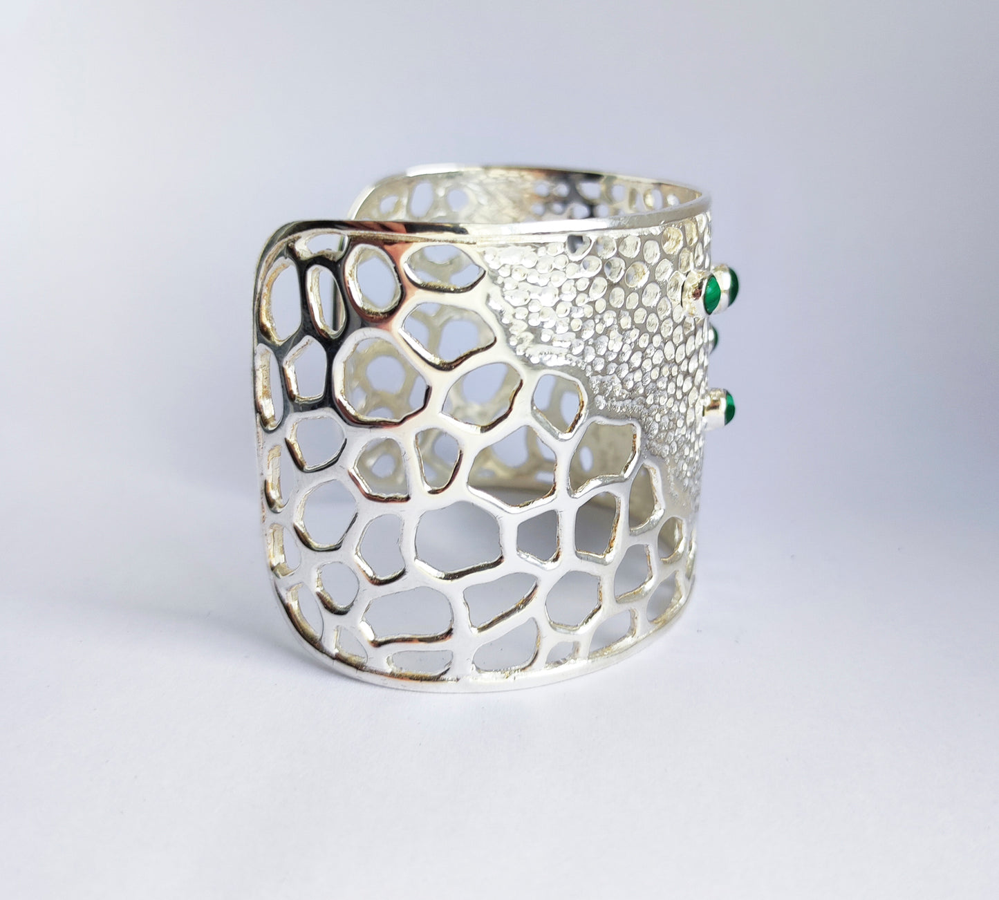 Malachite Silver Cuff Bracelet