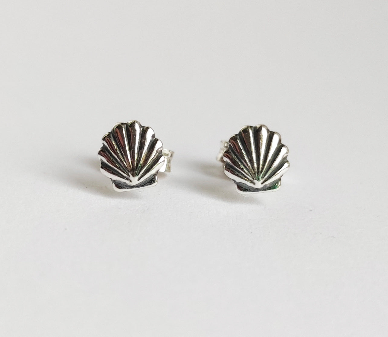 Mini Silver Shell Stud Earrings