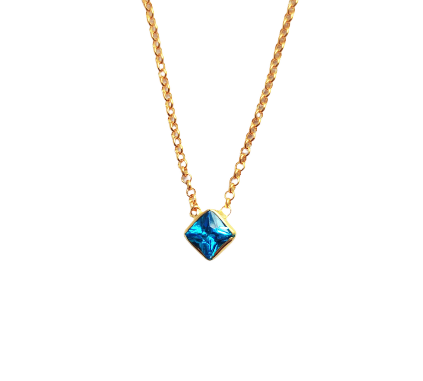 Blue Crystal Dainty Gold Layering Necklace