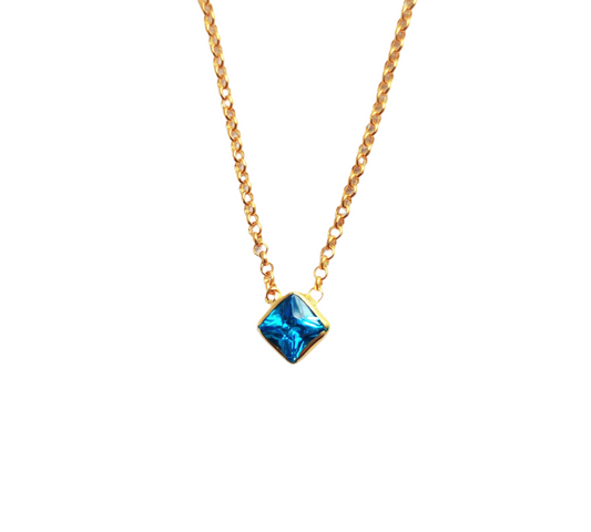 Blue Topaz Dainty Gold Layering Necklace