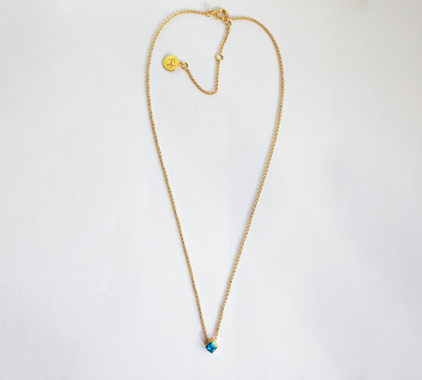 Blue Crystal Dainty Gold Layering Necklace